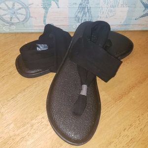 Black Sanuk Sling Sandals